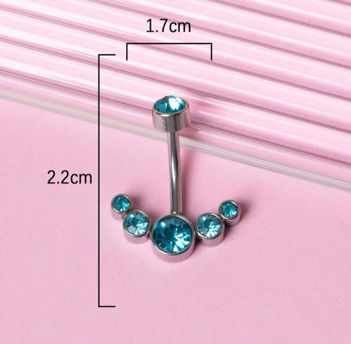 Rhinestone 5 Stones Decor Navel Belly Ring