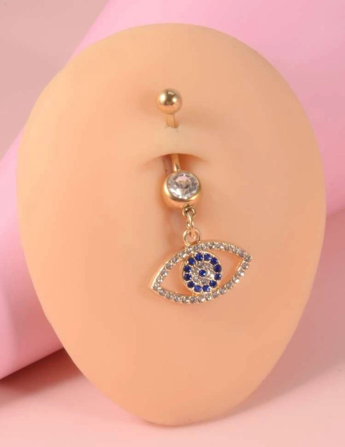 Cubic Zirconia Eye Decor Navel Belly Ring