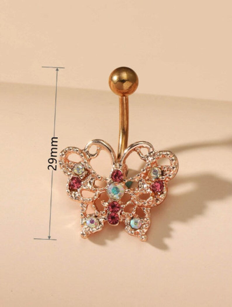 Multicolor Butterfly Decor Navel Belly Ring