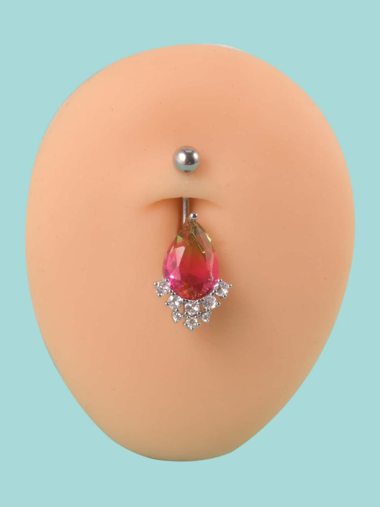 Cubic Zirconia Drop  Decor Navel Belly Ring