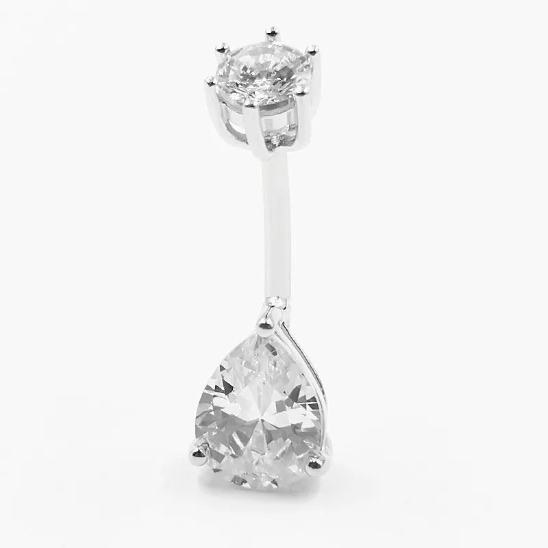 Cubic Zirconia Water-drop Decor Navel Belly Ring