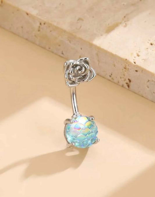 Flower and Fish Scale Decor Navel Belly Ring