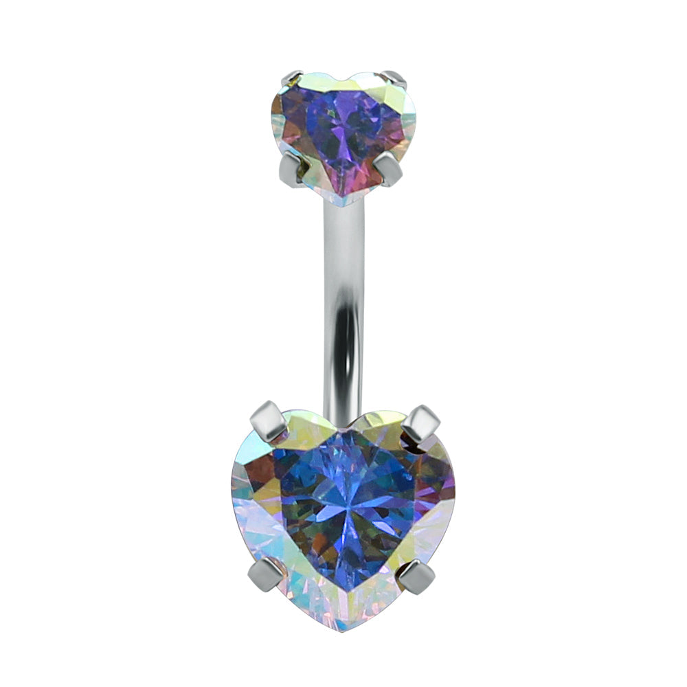 Double Heart Multicolor Belly Ring