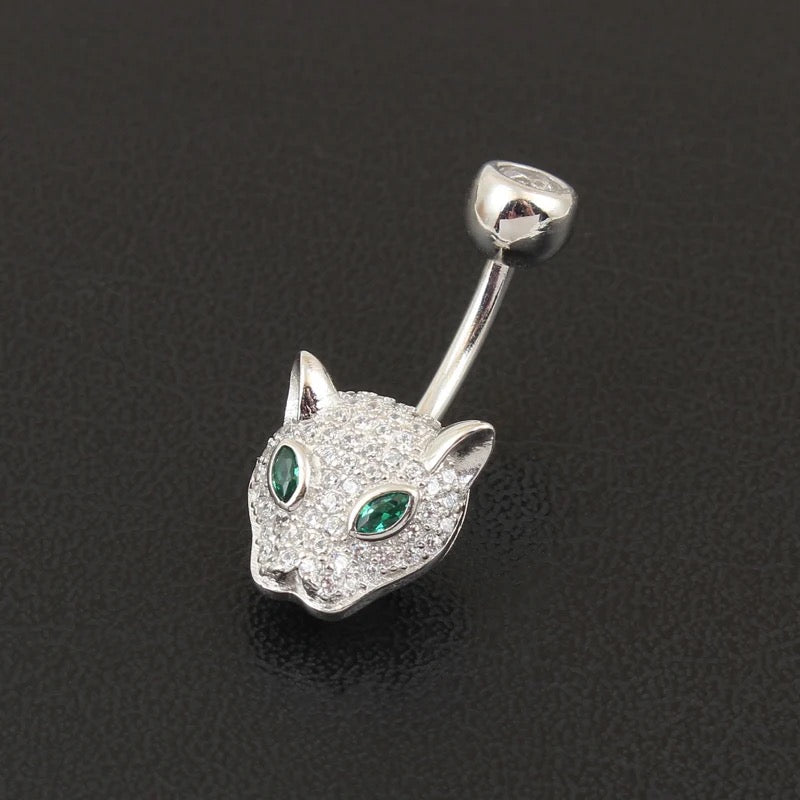 14G Leopard 925 Sterling Silver Belly Ring