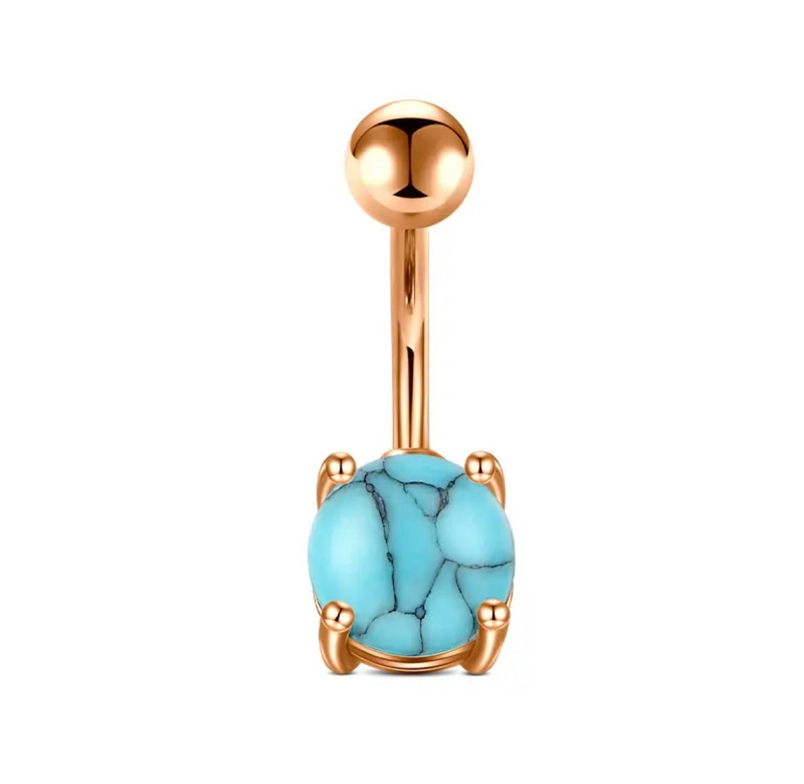 Turquoise Marble Detail Belly Ring