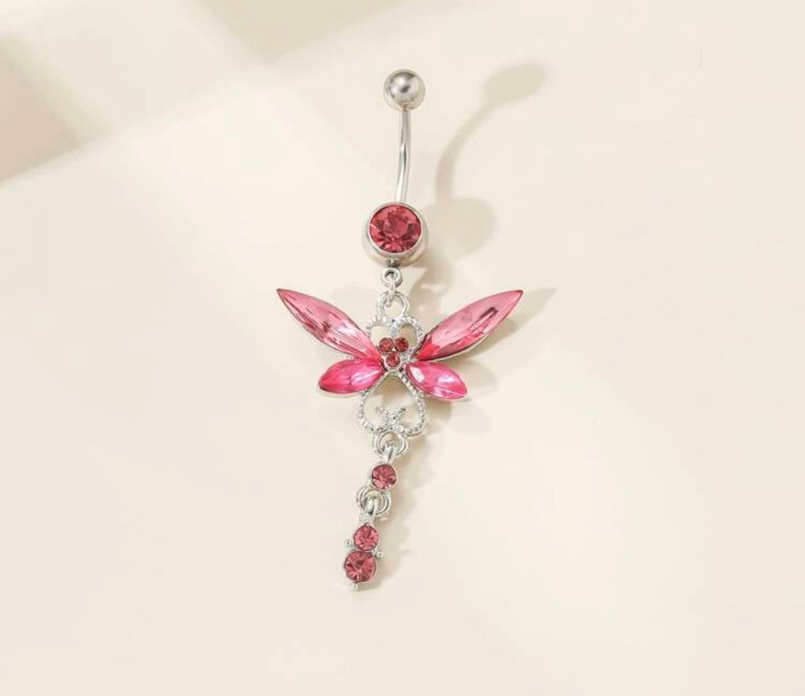 Rhinestone Butterfly  Decor  Navel Belly Ring