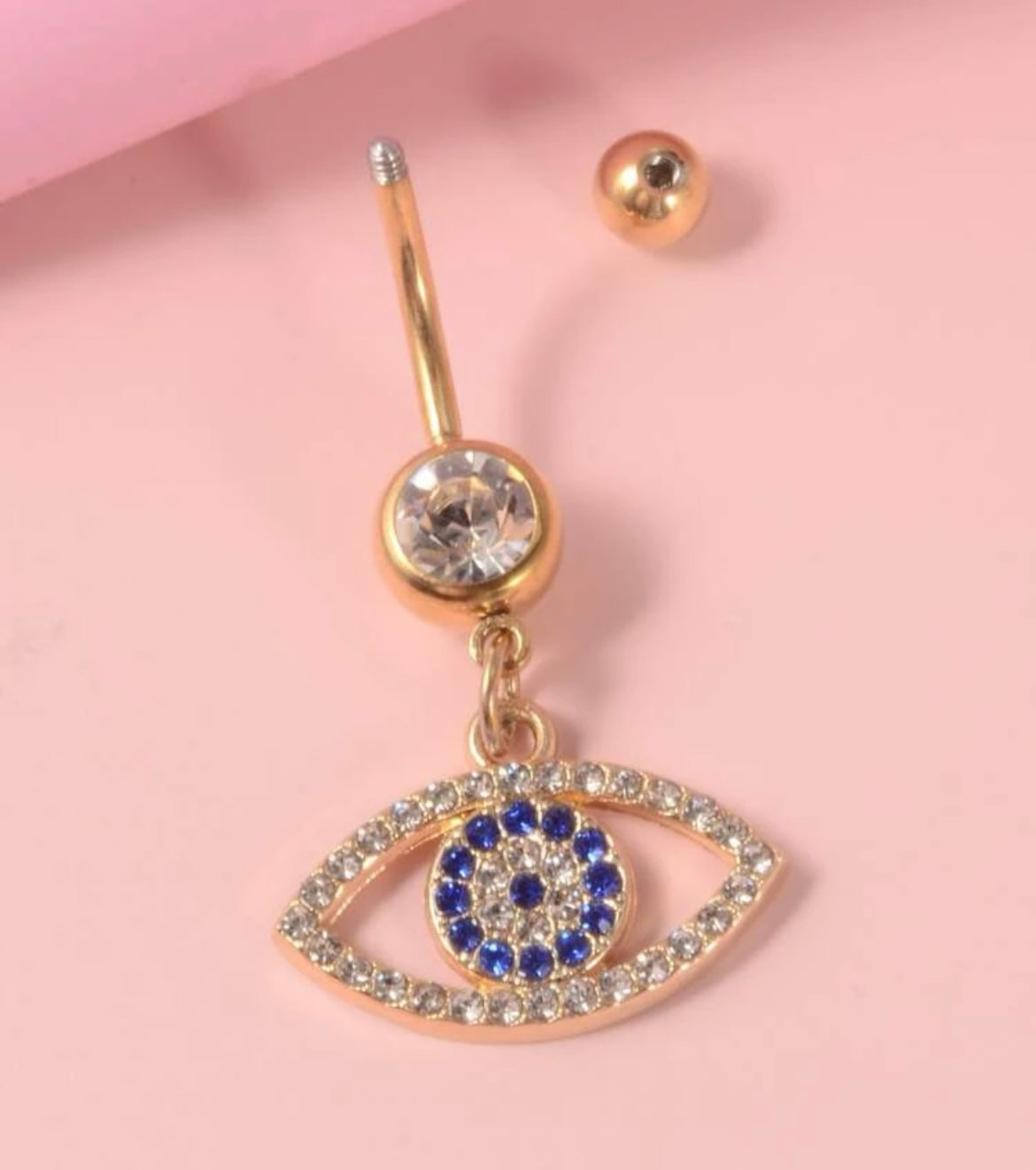 Cubic Zirconia Eye Decor Navel Belly Ring